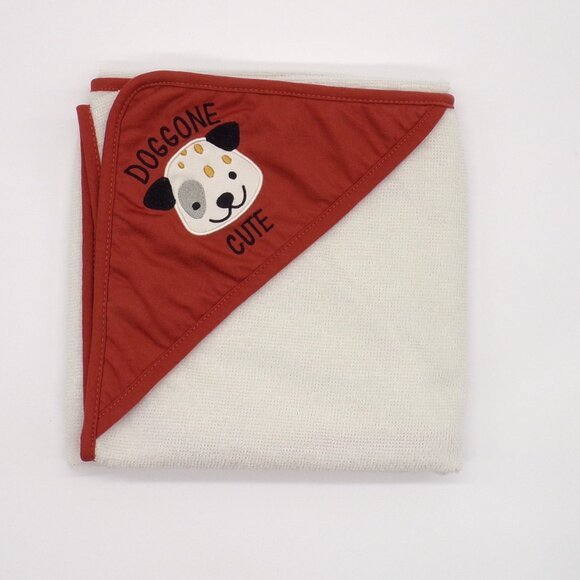 Hooded Bath Towels Baby Boy Girl Brown Dog Print "Doggone Cute" Lot of 3 New - Picture 3 of 8